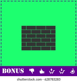 Brick wall icon flat. Simple vector symbol and bonus icon
