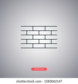 Brick wall icon isolated on white background. Flat design. Vector illustration.