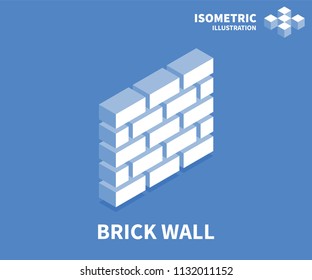 Brick wall icon. Isometric template for web design in flat 3D style. Vector illustration.