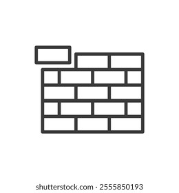 Brick wall, icon in line design. Brick, wall, construction, masonry, building, structure, material on white background vector. Brick wall editable stroke icon