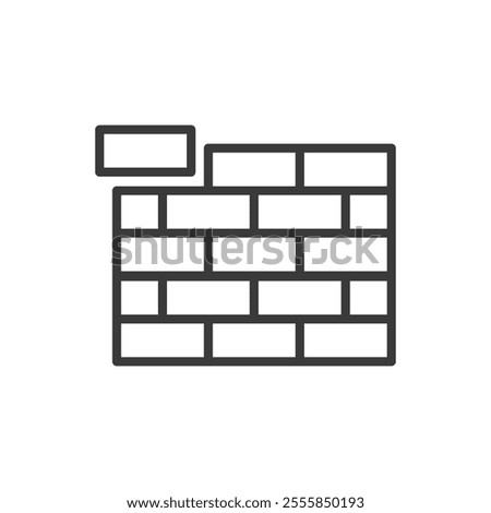 Brick wall, icon in line design. Brick, wall, construction, masonry, building, structure, material on white background vector. Brick wall editable stroke icon