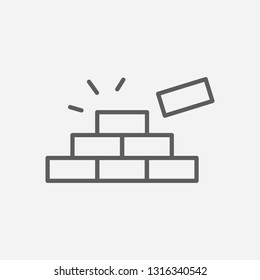 Brick wall icon line symbol. Isolated vector illustration of  icon sign concept for your web site mobile app logo UI design.