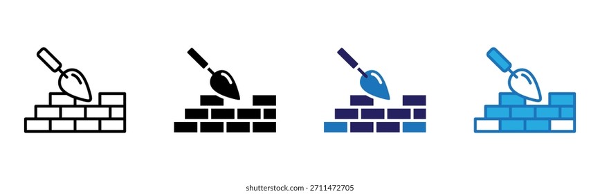 Brick Wall Icon Multi Style Vector Illustration