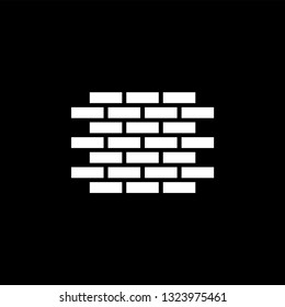 Brick Wall Icon On Black Background. Black Flat Style Vector Illustration.