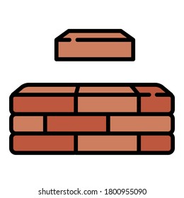Brick wall icon. Outline brick wall vector icon for web design isolated on white background