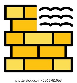 Brick wall icon outline vector. Construction surface. Cement stone color flat