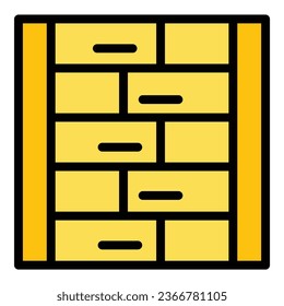 Brick wall icon outline vector. House material. Mosaic texture color flat