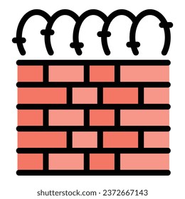 Ziegelwand Symbol Umrandungsvektor. Migranten. Kriegsfamilienfarben