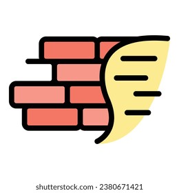 Brick wall icon outline vector. Mix tool. Cement wall color flat