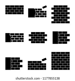 brick wall icon set