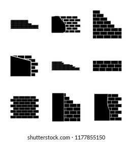 brick wall icon set