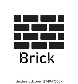 Brick Wall Icon Silhouette Vector Illustration Isolated on White Background
