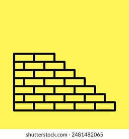brick wall icon simple, line vector isolated on yellow background. trendy and modern design