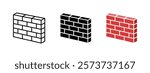 Brick wall icon. Stone block barrier symbol. Construction facade brickwork vector illustration. Perspective brick wall texture sign. Masonry building pictogram. Architecture concept isolated.