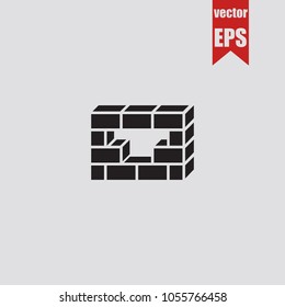 Brick wall icon in trendy isolated on grey background.Vector illustration.