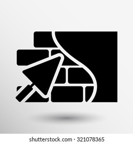 Brick wall icon trowel icon button logo symbol concept.