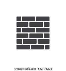 Brick wall icon vector, filled flat sign, solid pictogram isolated on white. Symbol, logo illustration