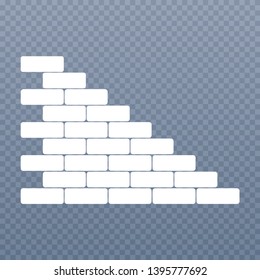 Brick wall icon. Vector illustration of brickwork icon in flat design on transparent background.