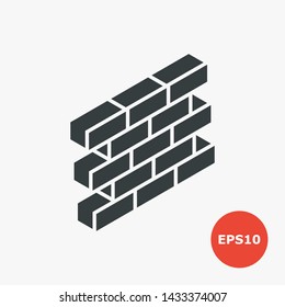Brick wall icon. Vector illustration in flat style.