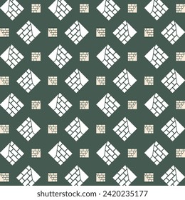 Brick wall icon Vector Illustration repeating trendy cute pattern colorful green background