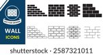 Brick wall icon vector isolated on white background. Silhouette of Wall vector and Brick wall symbol. Seamless pattern, Vector illustration of an abstract background.