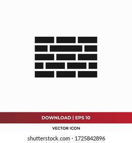 Brick wall icon vector. Wall sign
