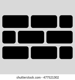 Brick Wall icon. Vector style is flat iconic symbol, black color, light gray background.