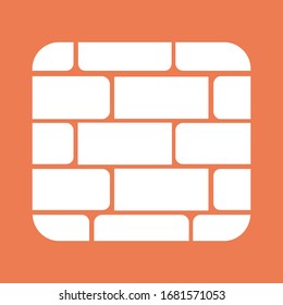 Brick wall icon. For websites and apps. Image on red background. Flat line vector illustration. EPS 10