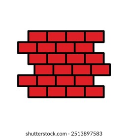 ícone de parede de tijolo com vetor de fundo branco ilustração de estoque