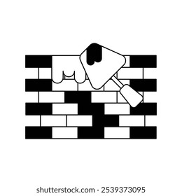 Brick Wall icon with white background vector stock illustration