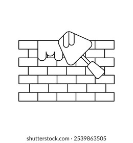Icono de pared de ladrillo con fondo blanco Vector Ilustración de stock