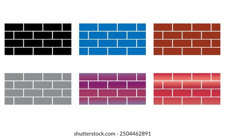 Brick wall icons trendy flat line art style vectors.