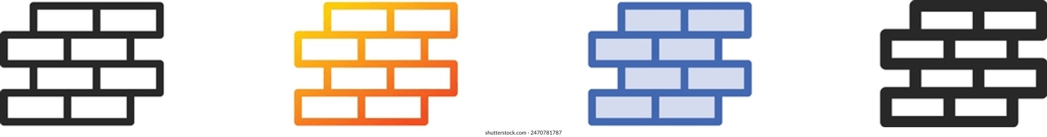 brick wall icon.Thin Linear, Gradient, Blue Stroke and bold Style Design Isolated On White Background