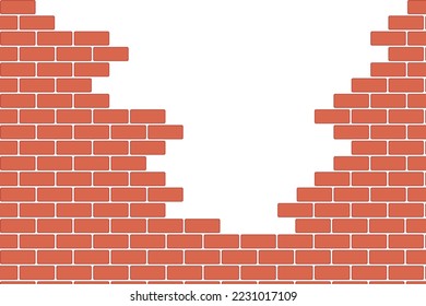 Brick wall, incomplete brickwork. Industrial abstract background for construction sites, building materials stores, brick factories. Vector illustration