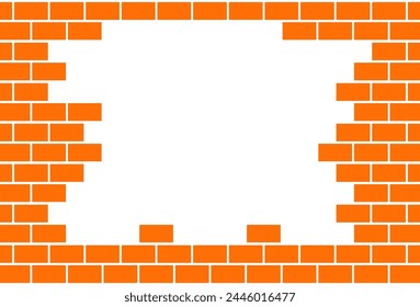 Brick wall, incomplete brickwork. Industrial abstract background for construction sites, Vector illustration