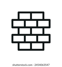 Brick wall isolated icon, brick wall cladding vector symbol with editable stroke