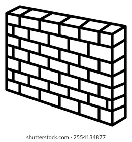 Brick wall isometric icon line style