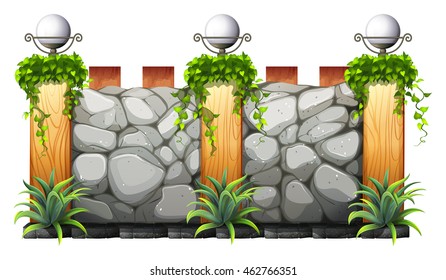 Ziegelwand mit Lampe und Grasgrafik