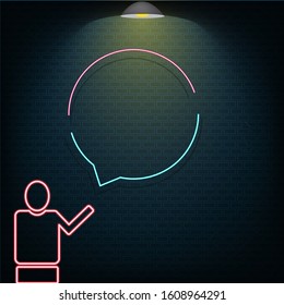 brick wall and lamp light with text box background, Copy space.