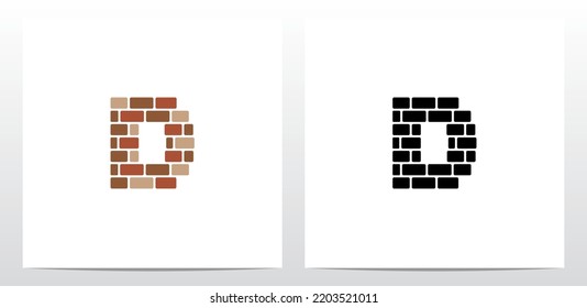 Diseño D de logotipo de la letra de pared de ladrillo