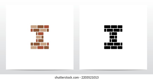 Diseño I de logotipo de la letra de pared de ladrillo