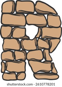 Brick Wall Letter Vector Element Alphabet R