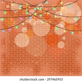 Brick wall with light bulb for stage background