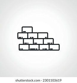 brick wall line icon. Building and renovation outline icon.