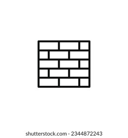 Icono de línea de pared de ladrillo aislado en fondo blanco
