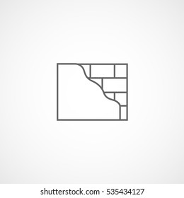 Brick Wall Line Icon On White Background