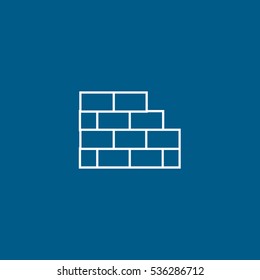 Brick Wall Line Icon On Blue Background