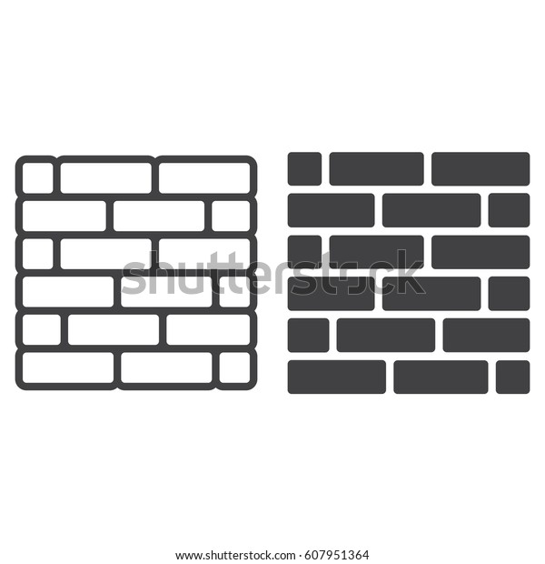 Brick Wall Line Solid Icon Outline Stock Vector (Royalty Free) 607951364