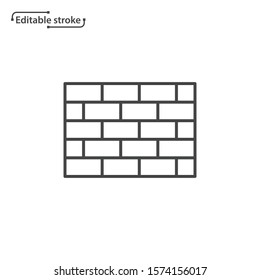 Brick wall line vector icon. Editable stroke. 