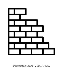 Brick Wall Line Vector Illustration On White Background.